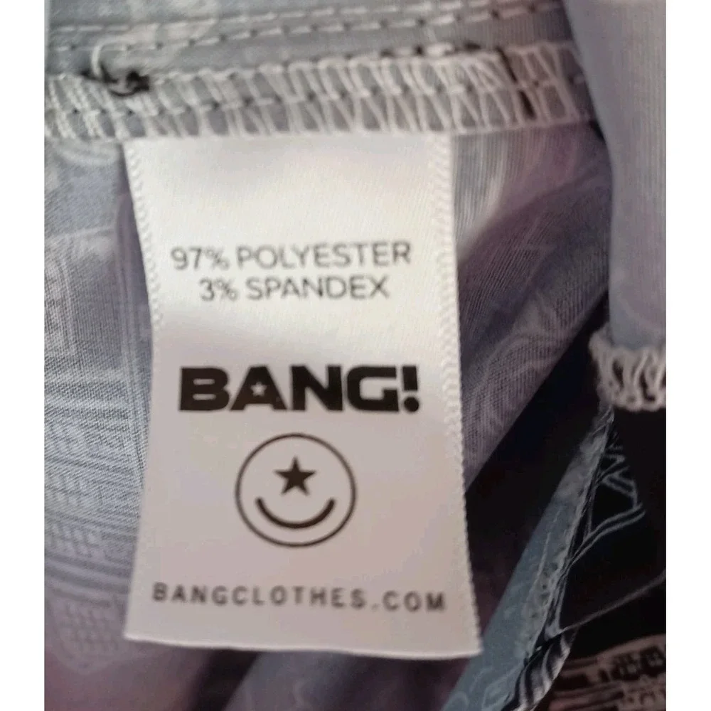 Bang! Miami Men‎ XL Stretch Shirt Toile Pattern Black Street Wear Beach Clubbing